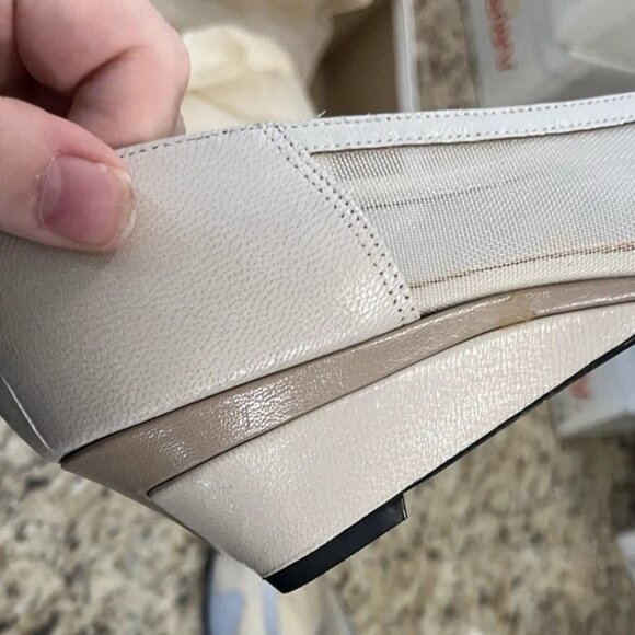 Vintage California Magdesians Women’s Mesh Leather Patchwork Wedge Heels Size 6M - Picture 7 of 14